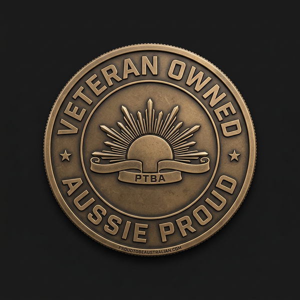Veteran Owned, Aussie Proud — Challenge Coin Sticker