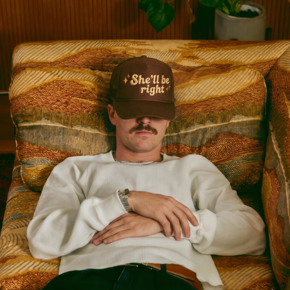 'She'll Be Right' Trucker Cap - Brown
