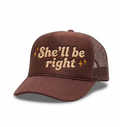 'She'll Be Right' Trucker Cap - Brown